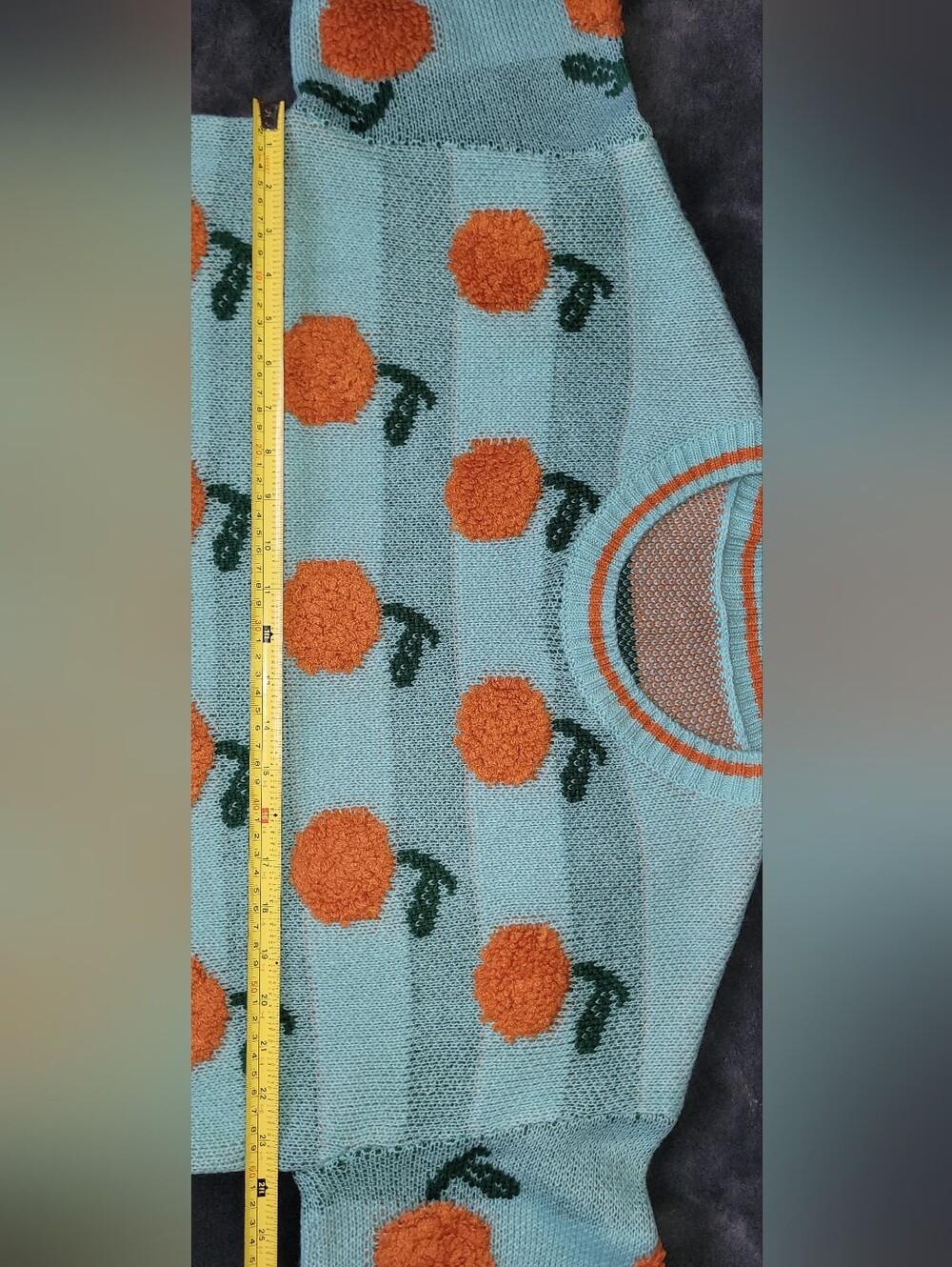 Bloomchic Sweater, Light Blue With Citrus Design, Acrylic, Contrast Egde, 14-16 - Picture 3 of 7